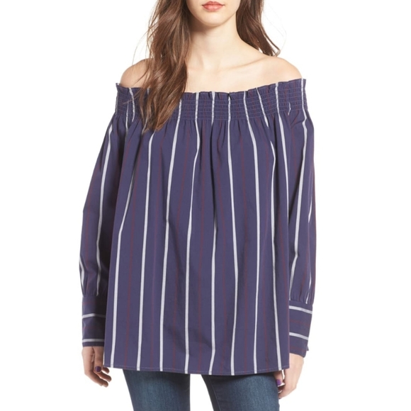 BP. Stripe Off The Shoulder Top - Picture 2 of 10
